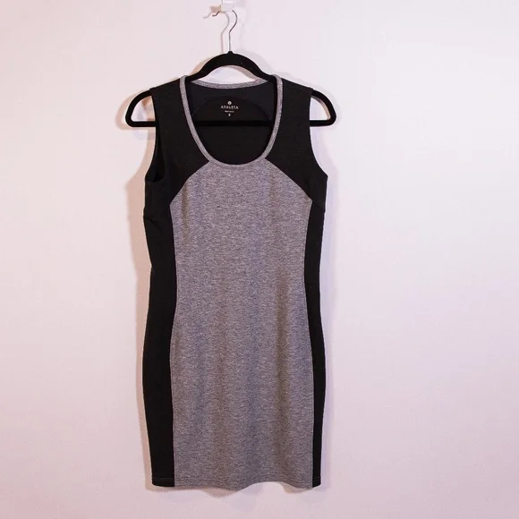 athleta mesh dress Athleta Sol Dark Gray Sleeveless Featherweight Stretch Mesh Inset Dress 16
